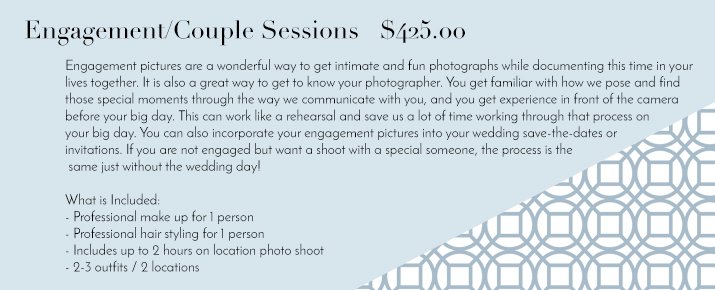 Engagement/Couple Sessions   $425.00