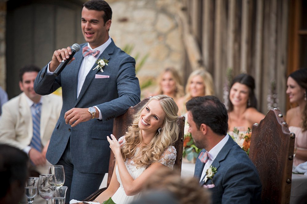Groomsman giving surprise speech at Holman Ranch