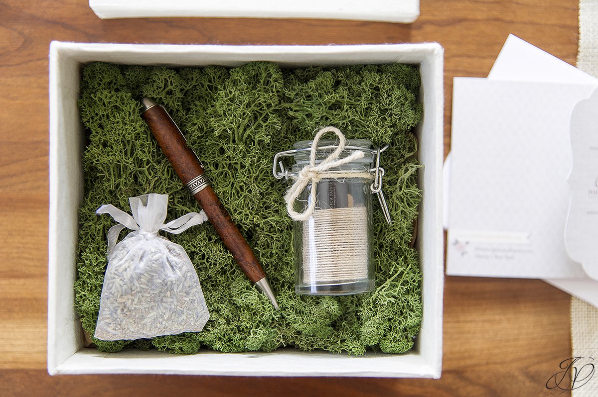 loktah box with lavender pen and mason jar, usb drive in mason jar, custom wedding packaging, personalized wedding photography packaging, unique wedding photography packaging