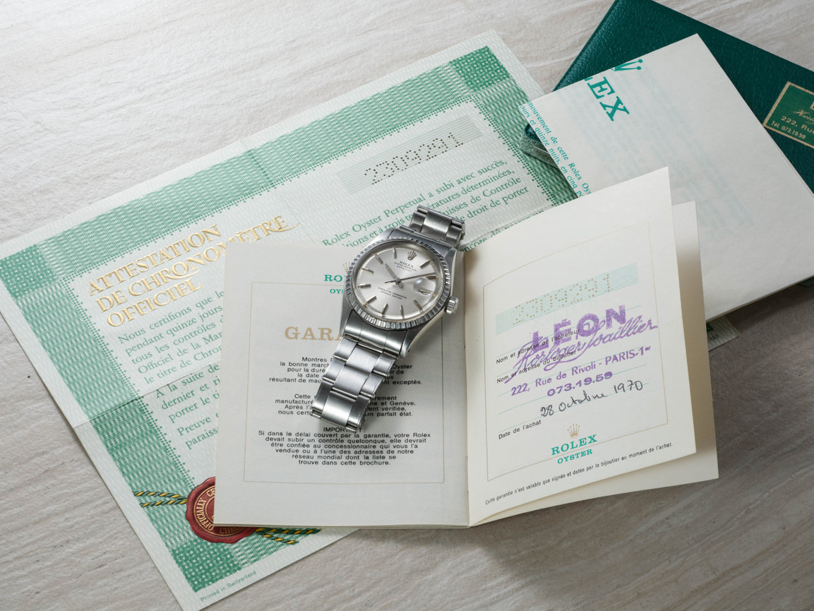 Rolex Datejust 1603 Silver Dbl Punched Papers 1970