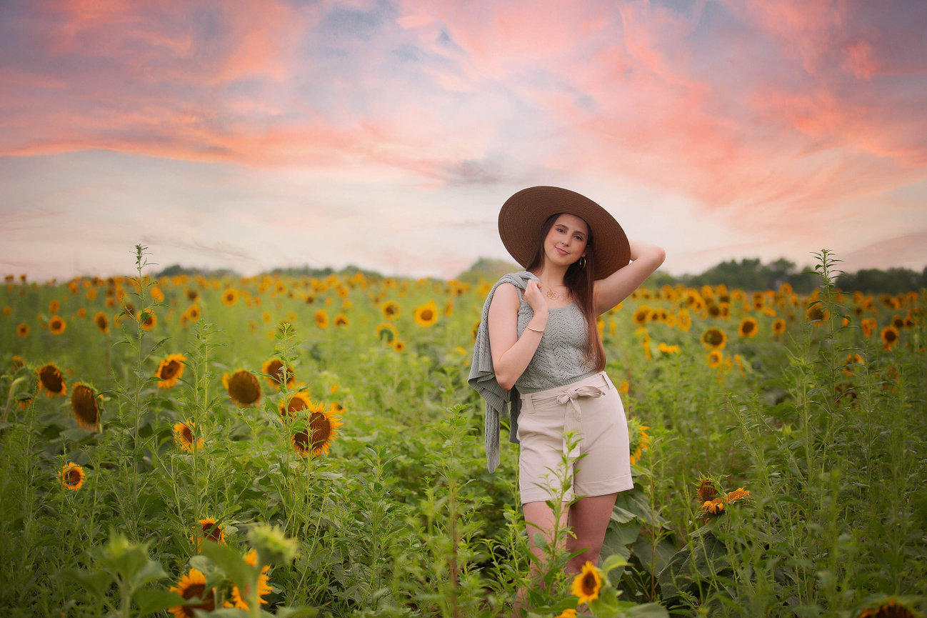 Mya’s Spring Senior Session with Cherry Blossoms and Softball - Senior Pictures in Columbia Missouri