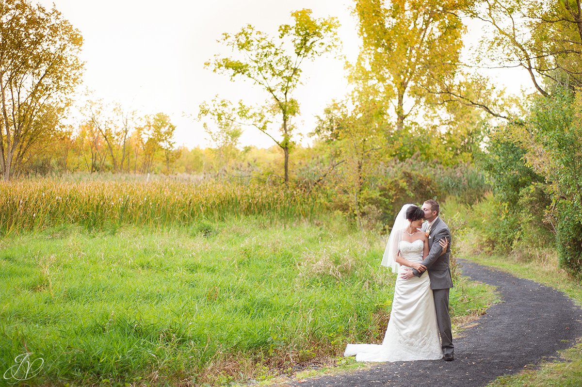 romantic fall bride and groom image