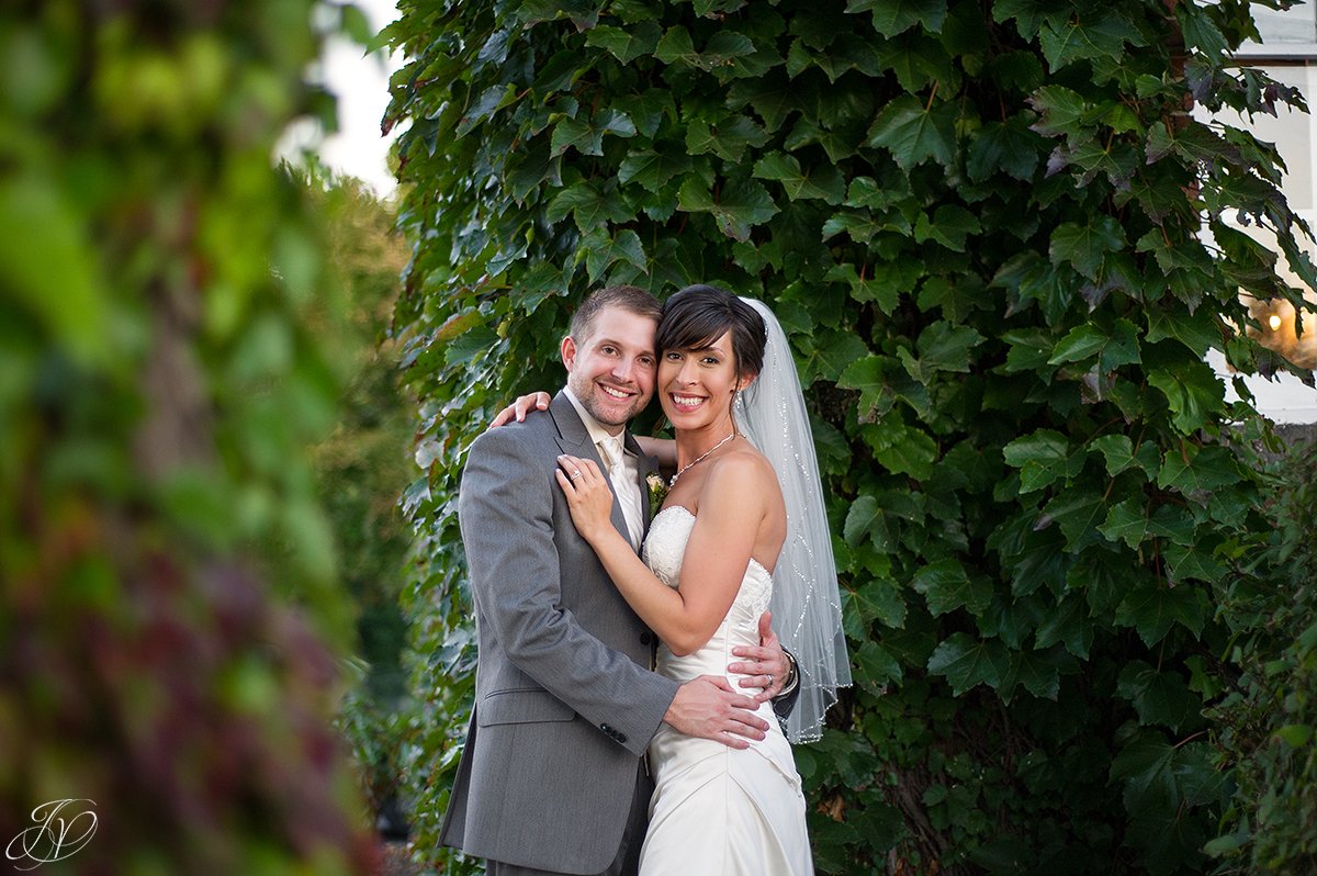 romantic fall bride and groom portrait