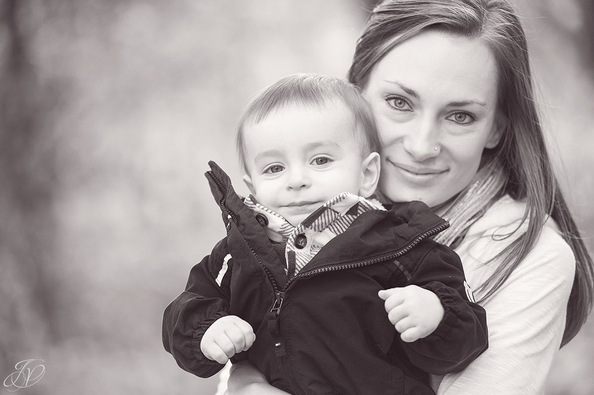 beautiful black and white photo of mommy and son