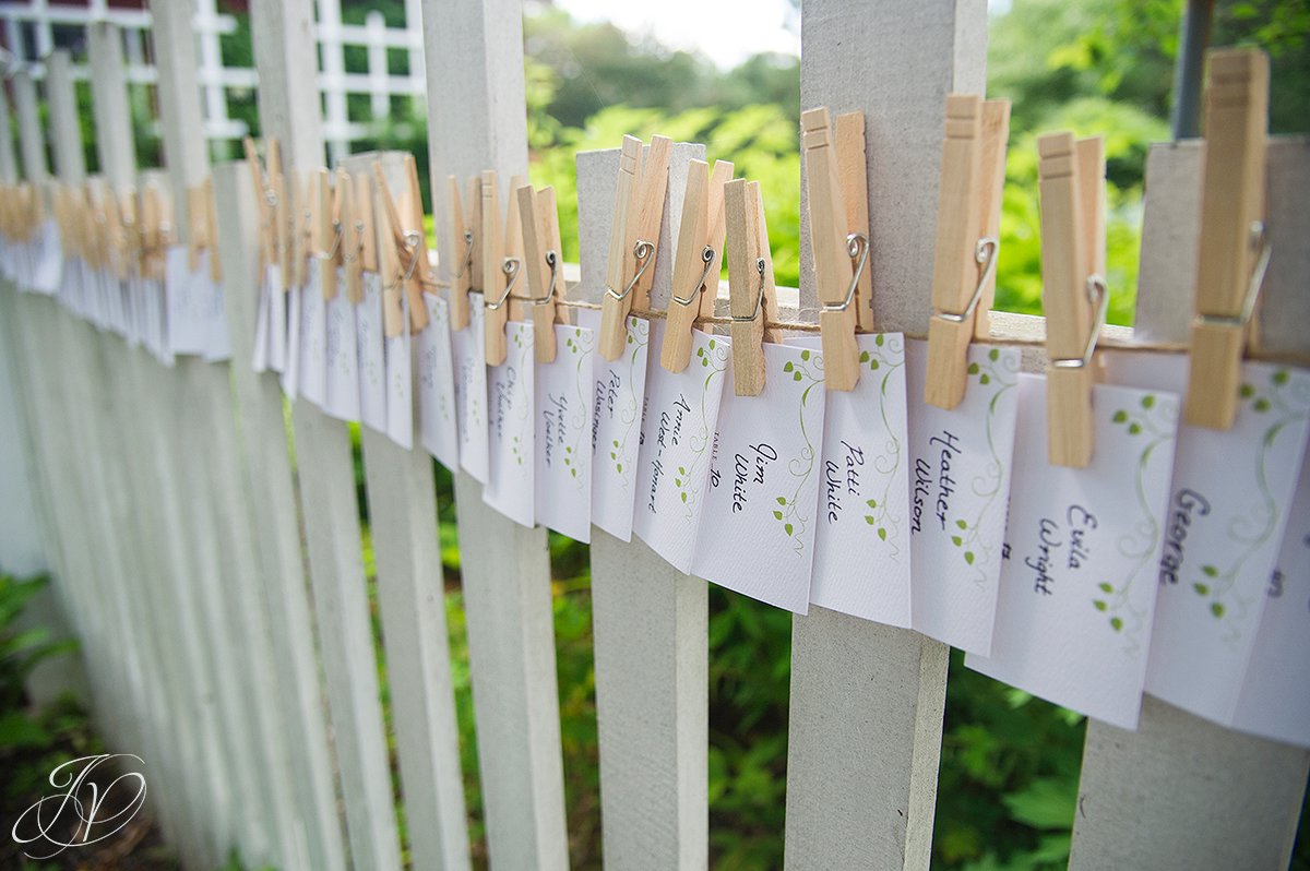 reception place card detail photos, place cards on fence photo, pruyn house wedding, albany wedding photography