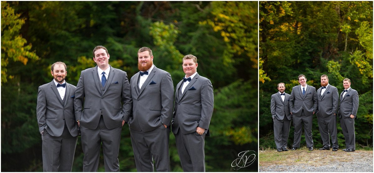 groomsmen in grey groomsmen bowties
