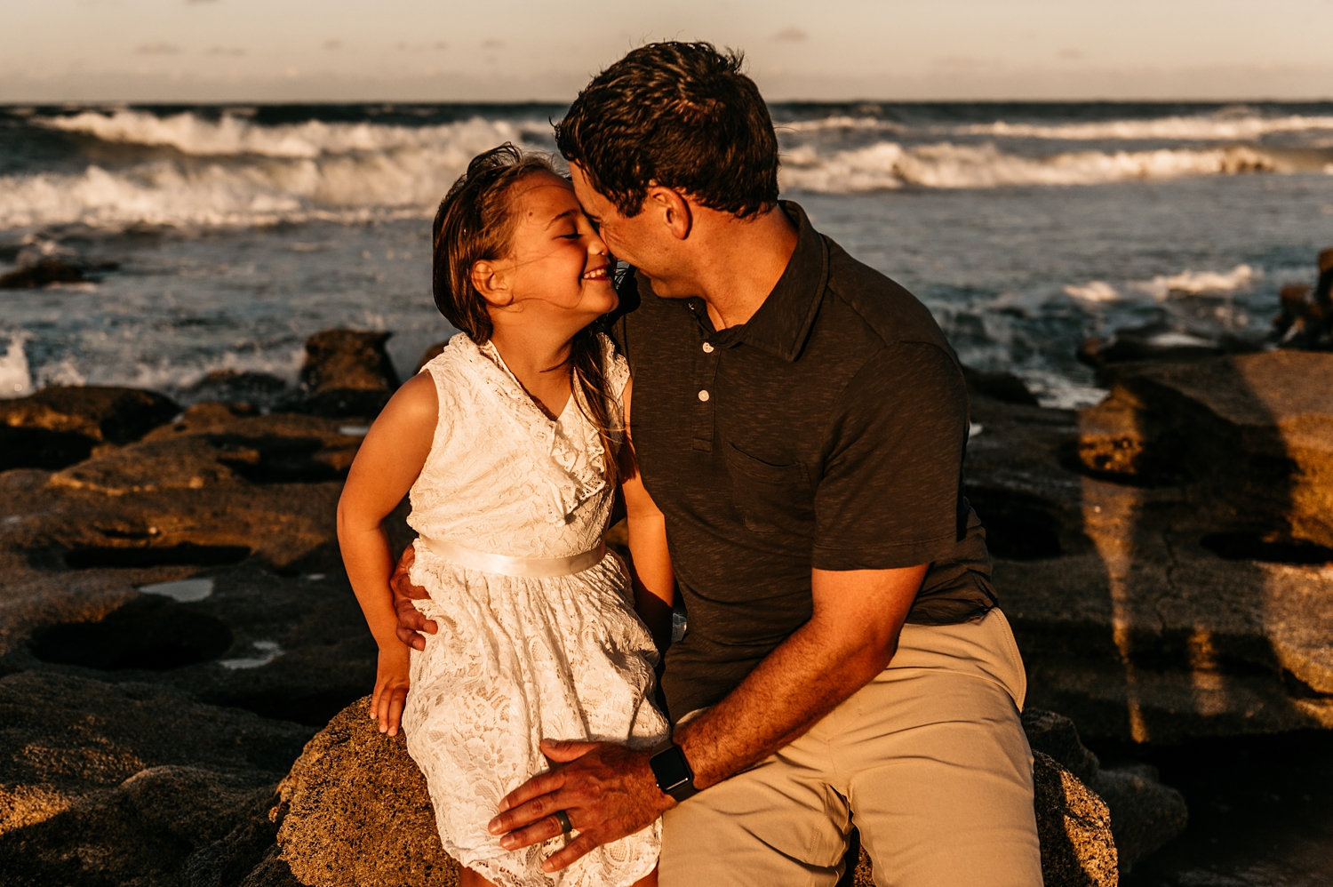 father touching noses with his little girl, father daughter portraits, Rya Duncklee Photography