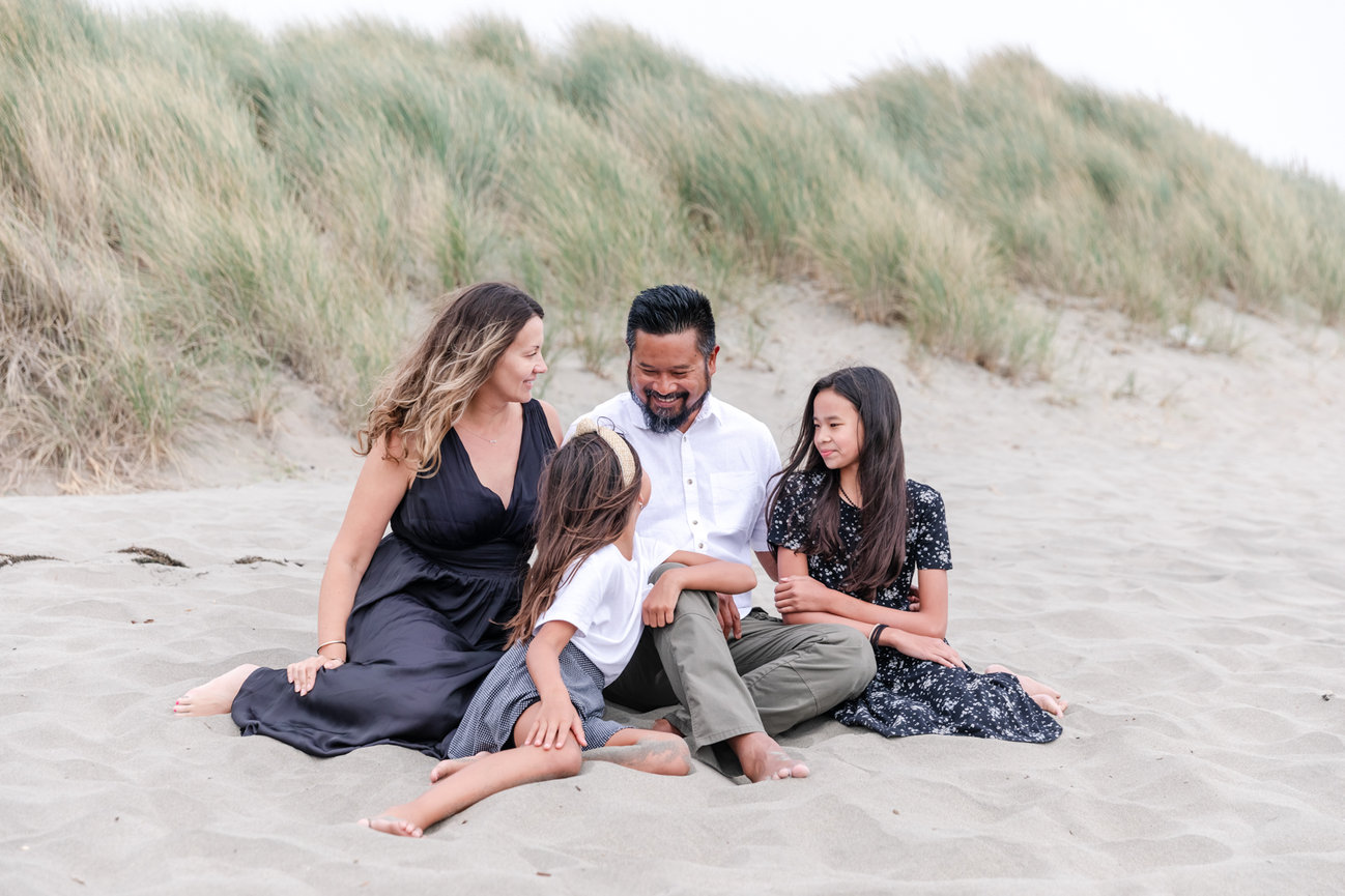 Family portraits during Sunset in Bodega Bay,  Sonoma County Ca, taken by Sheila Johnson of Studio J Photography