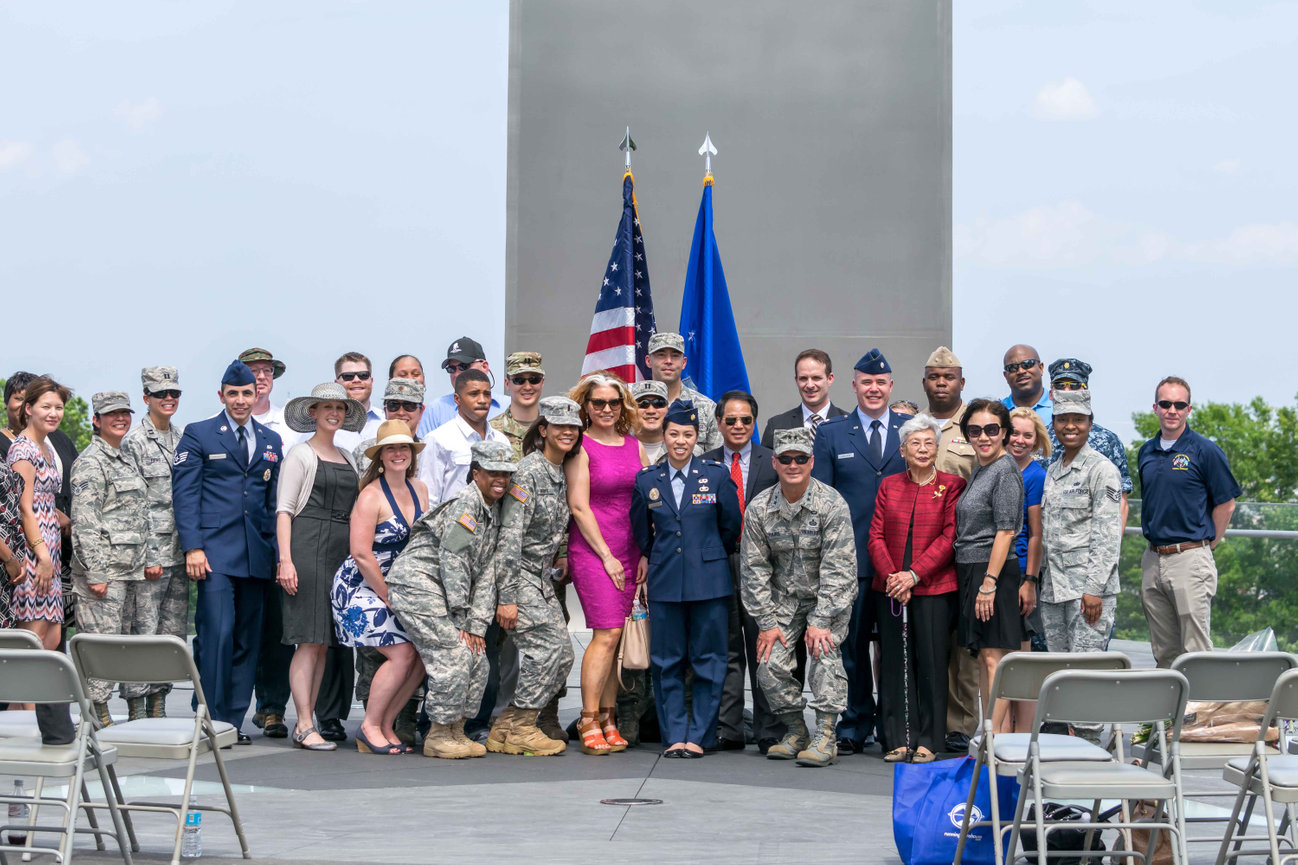 A group photo at an Air Force promotion ceremony
