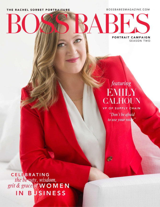 Emily Calhoun on the cover of Boss Babes Magazine