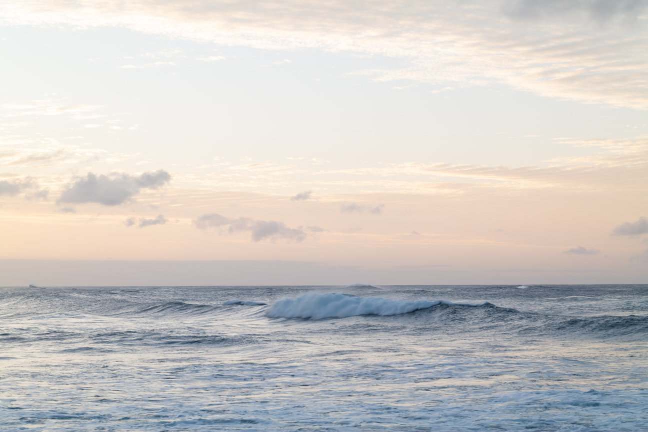 Evening Swell - tranquil seascape photograph by Andrea Bruns of ocean waves moving across the Pacific under evening light.