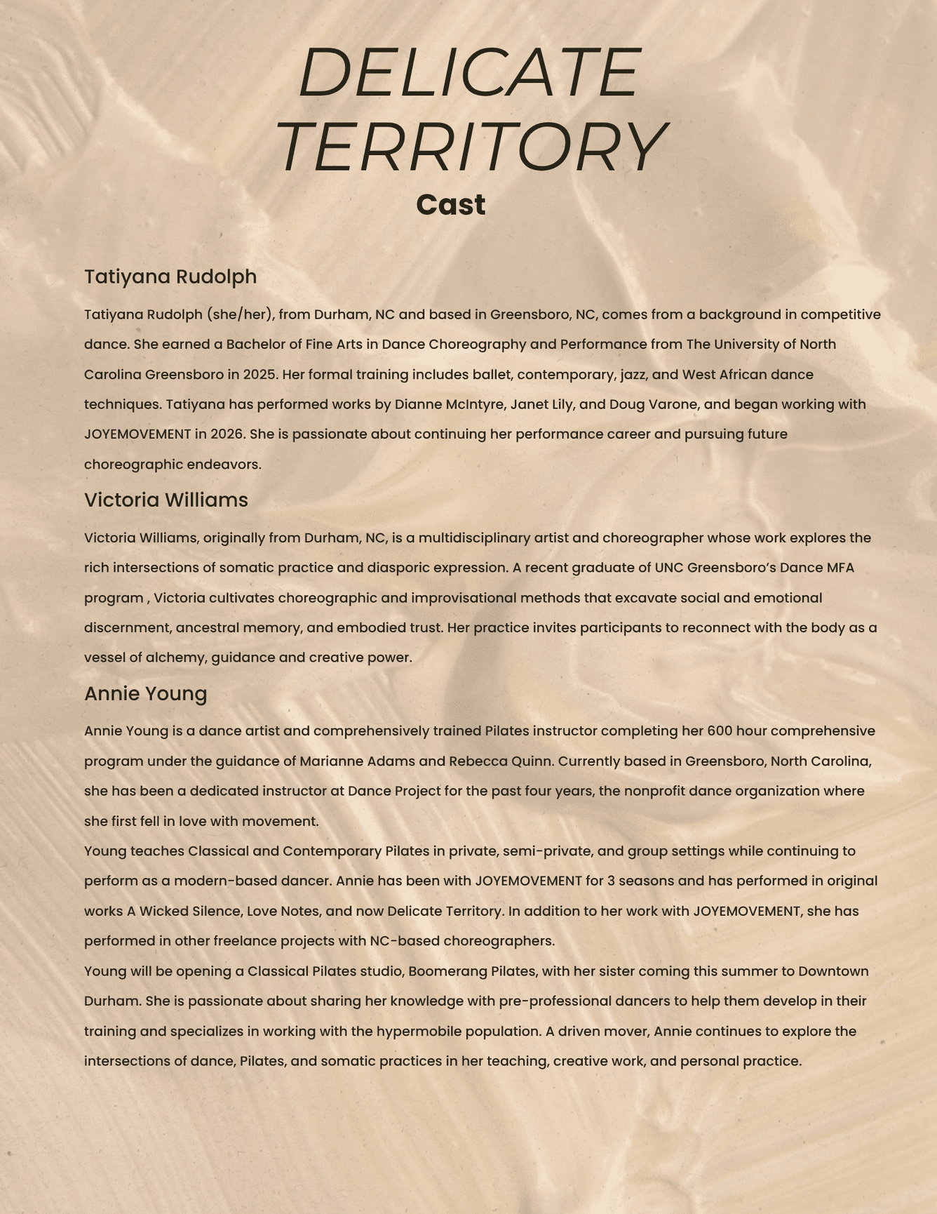 Digital Program for Delicate Territory - JOYEMOVEMENT
