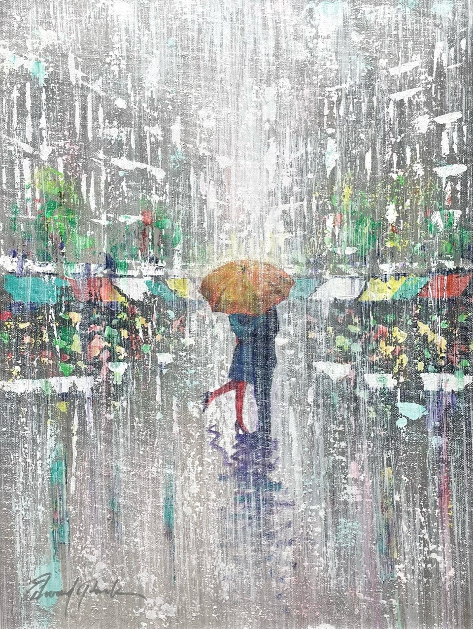 In the Rain, 24x18 Original (Sold) - Artonduval.com