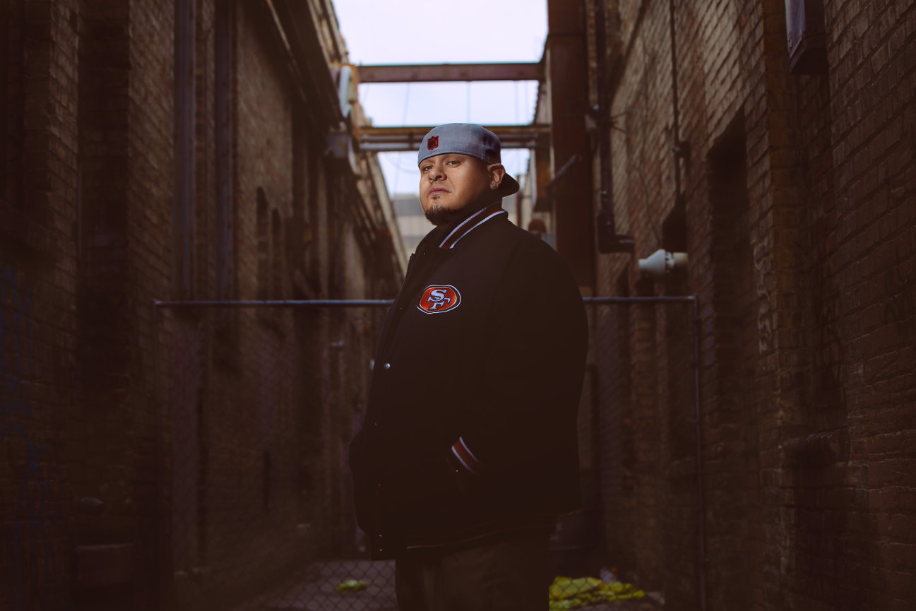 Individual in a street environment creating dramatic view for brand imagery