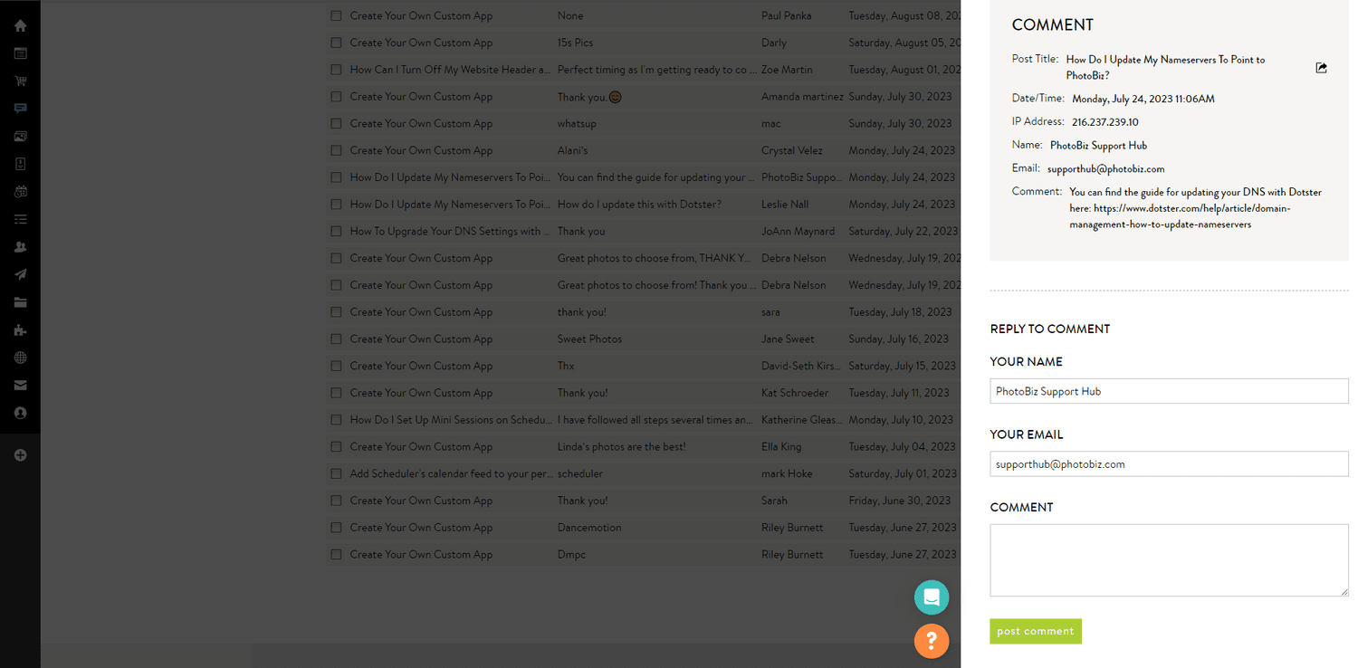 How Do I Respond to Comments on my Blog Posts? - PhotoBiz Knowledge Base