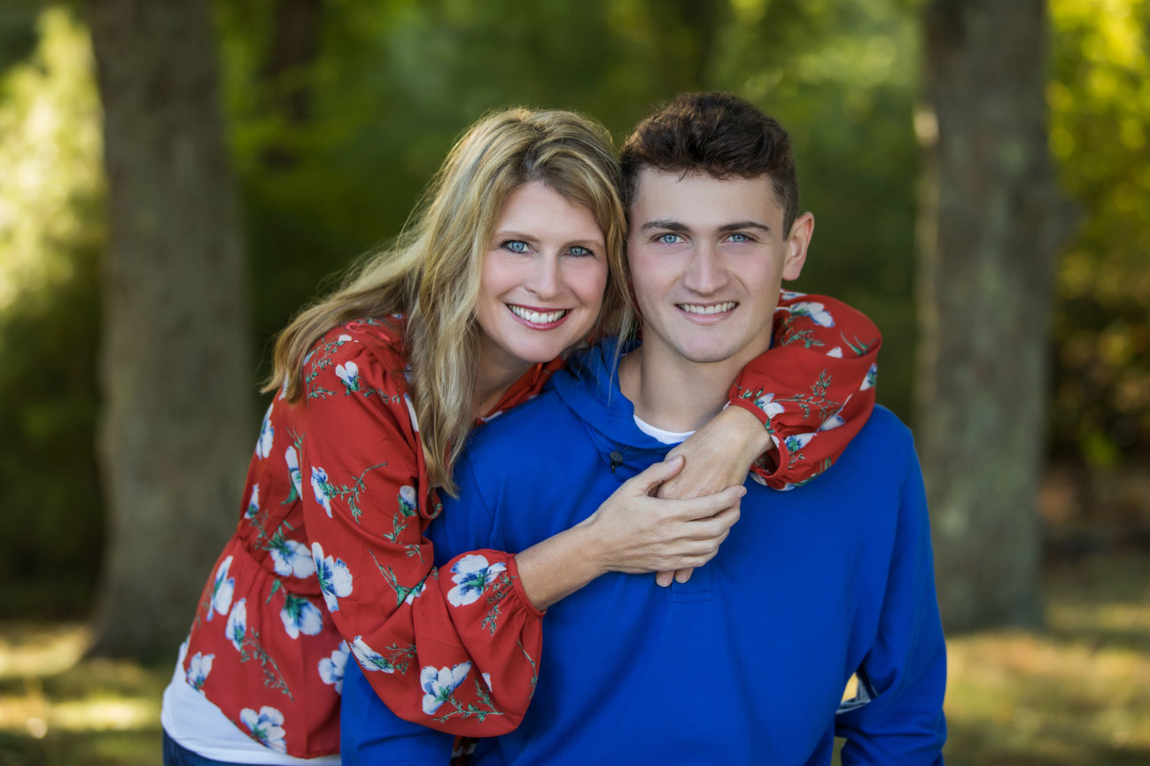outdoor family portrait of mother and son in park Franklin ma
