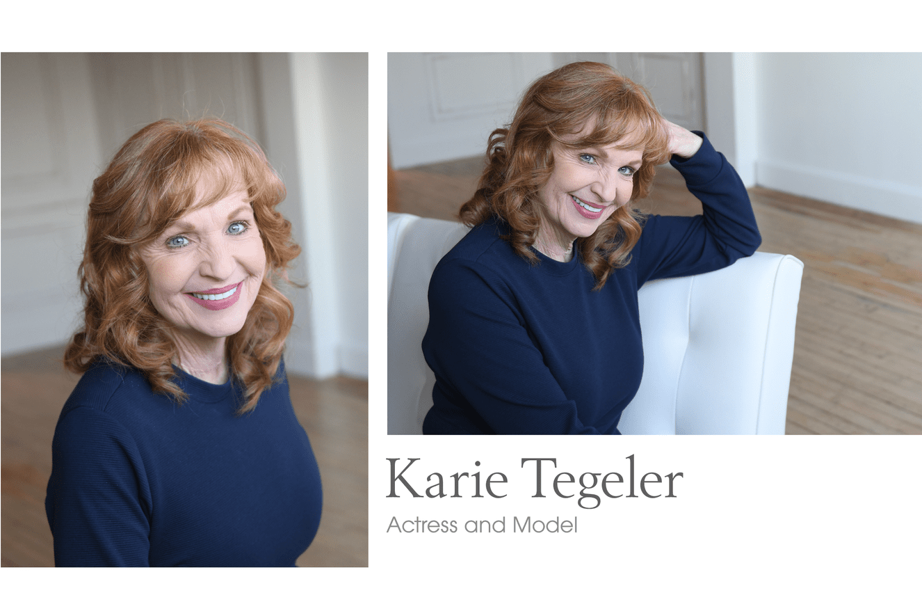 Red-headed Karie Tegeler poses for her actress and modeling comp cards at Kliks Photography.