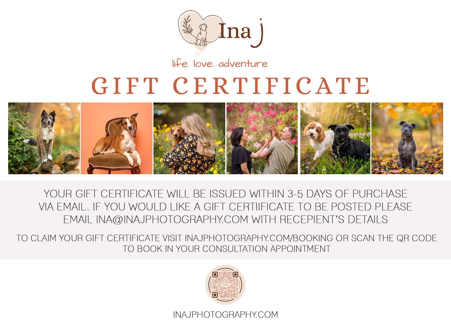 Pet Photography Gift certificate Essential package Canberra Award