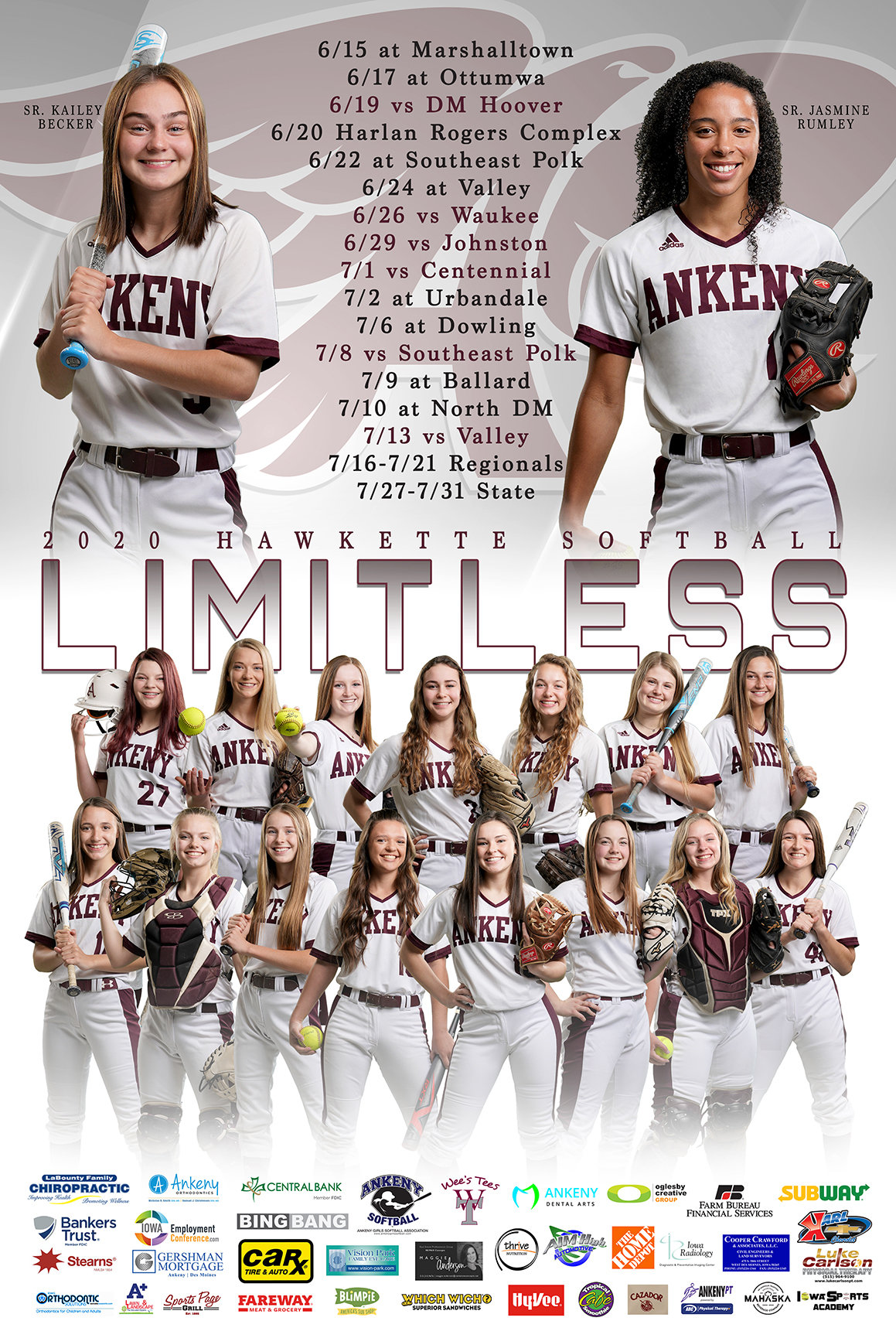 AHS Softball Senior Poster Sandeen Photography